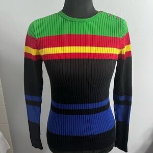 Lauren Ralph Lauren Multicolor Striped Ribbed Sweater